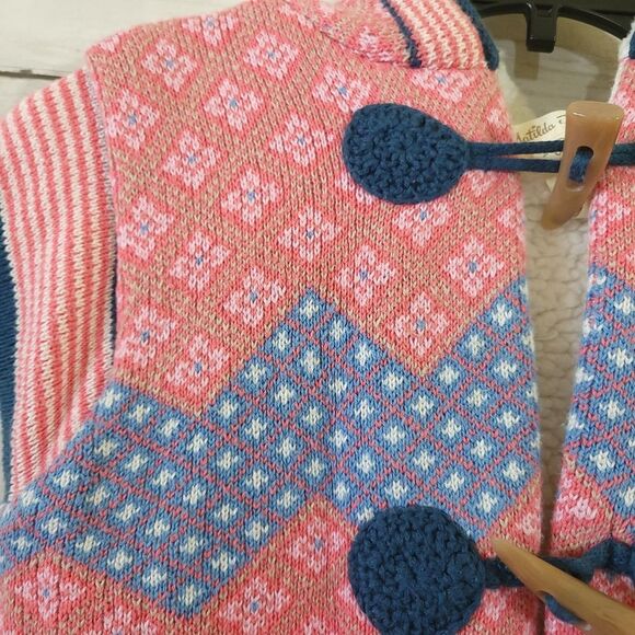 Matilda Jane Geometric Warm Hugs Sherpa Lined Sweater Vest Size 6 - Picture 5 of 16